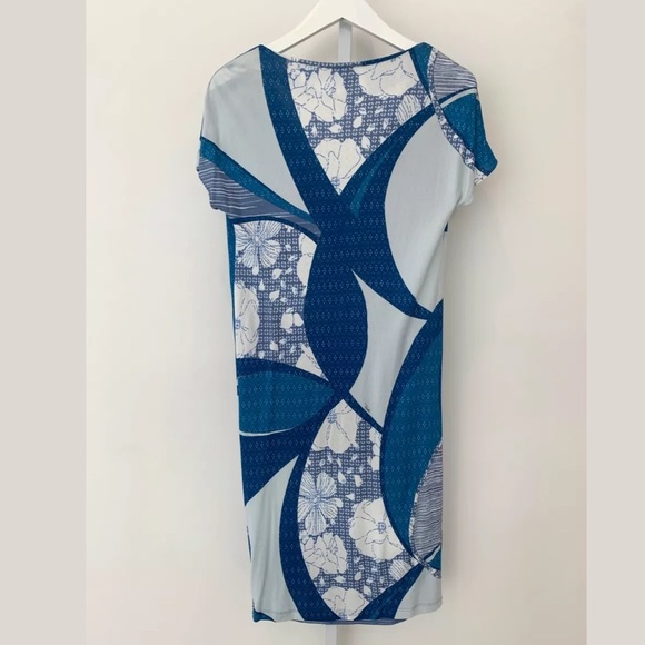 EMILIO PUCCI BLUE WHITE PRINT BELTED DRESS SIZE IT 42 / US 8 NWOTS! - Picture 6 of 11